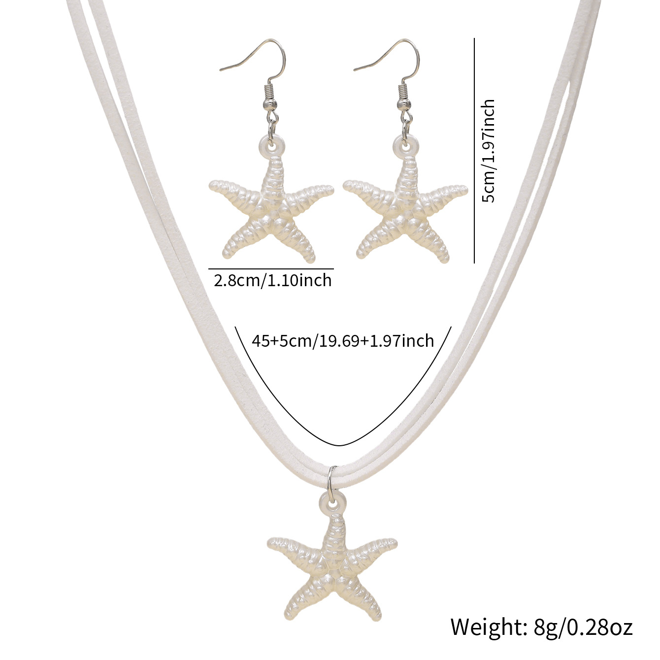 New Cross-border Bohemian Beach Jewelry Set For Women, Ocean Style Starfish Pendant Matching Earrings & Versatile Unique Necklace