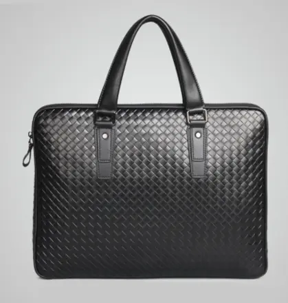Men's Bag Leather Large Briefcase Hand Woven