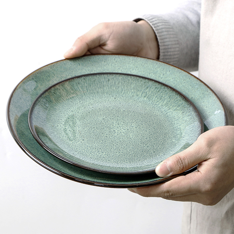 creative-western-food-plate-vegetable-plate-kiln-change-peacock-green-bowl