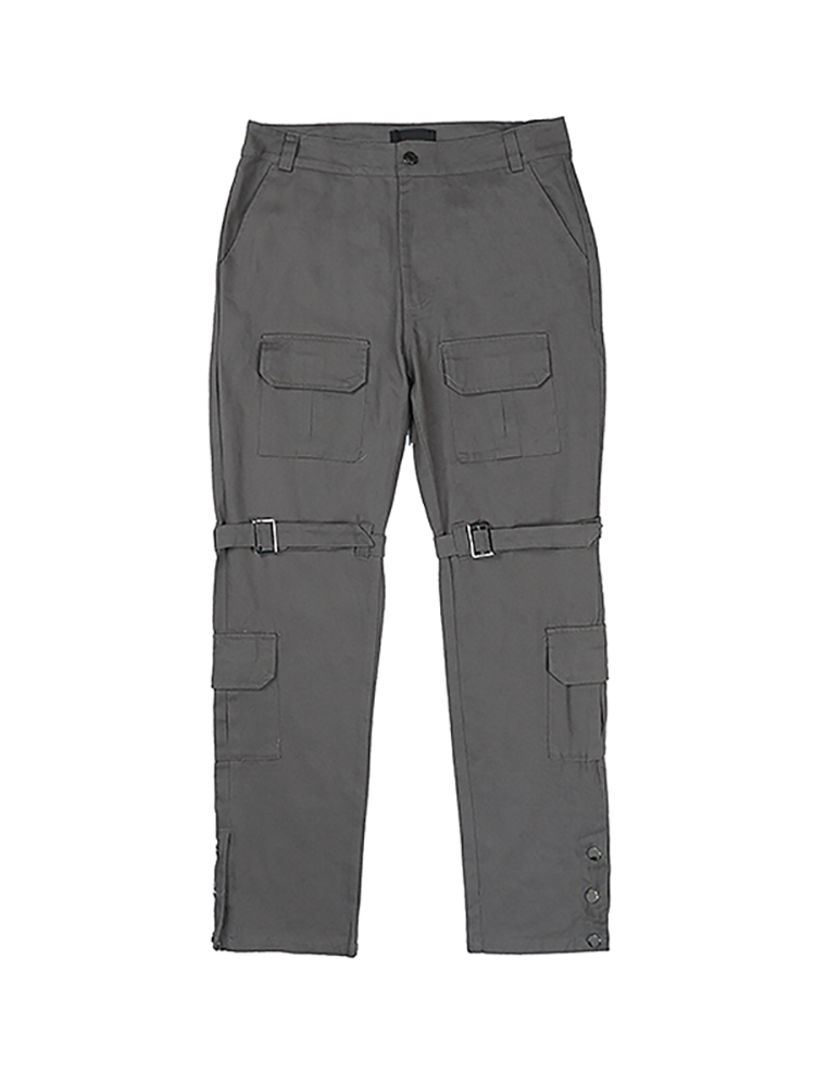 Title 1, Straight-breasted Cargo Pants With Multi-pocket...