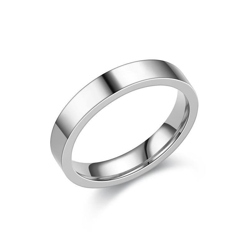 Glossy Stainless Steel Couple Ring Fashion