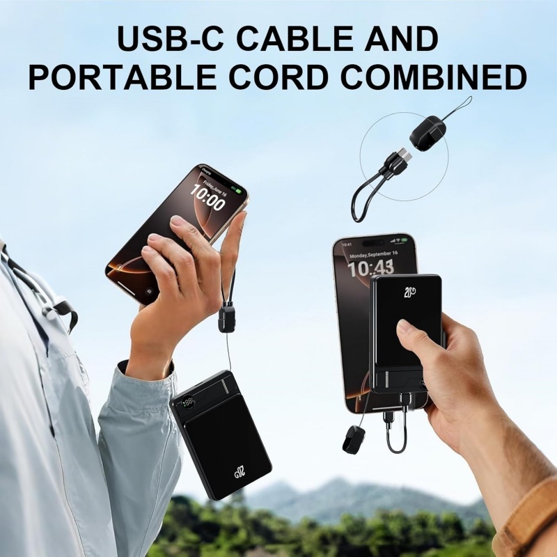 5000mAh Magnetic Wireless Power 20W Fast Charger Bank For Smartphones 6