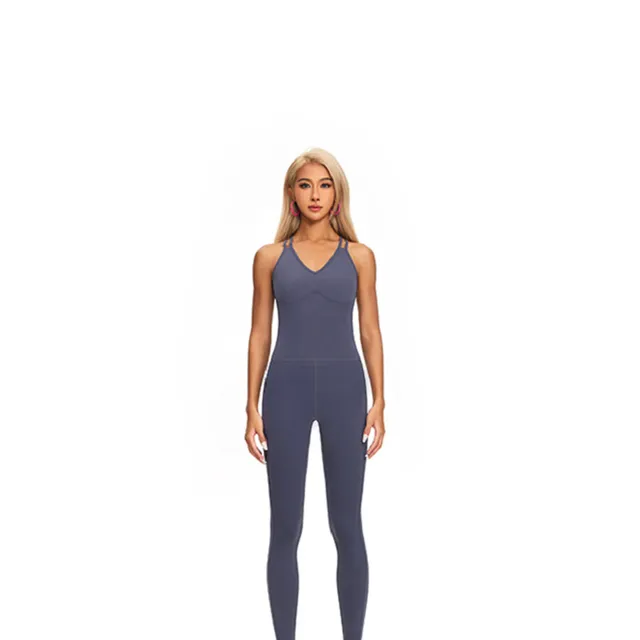 Fashion One-piece Yoga Suit Women - Grey Blue