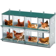 8 Compartment Chicken Nesting Boxes,For Laying Eggs, Metal Poultry Nest Box Wall Mount For Chickens, Hens, Large Vented Holes Chicken Coop Box - Green - View 1