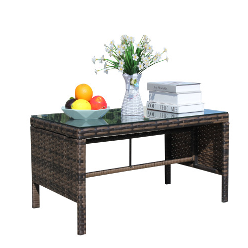 Outdoor Patio Furniture 1 Coffee Table With Clear Tempered Glass — foto 11