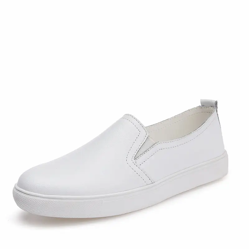 New Leather Women's Shoes Thick-Soled Casual Lazy Shoes White Shoes