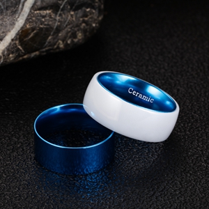 8MM White Ceramic Shell Blue Aluminum Inner Ring