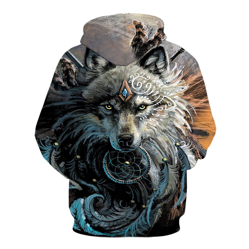Fashion Wolf Head Pullover Hooded Sweater