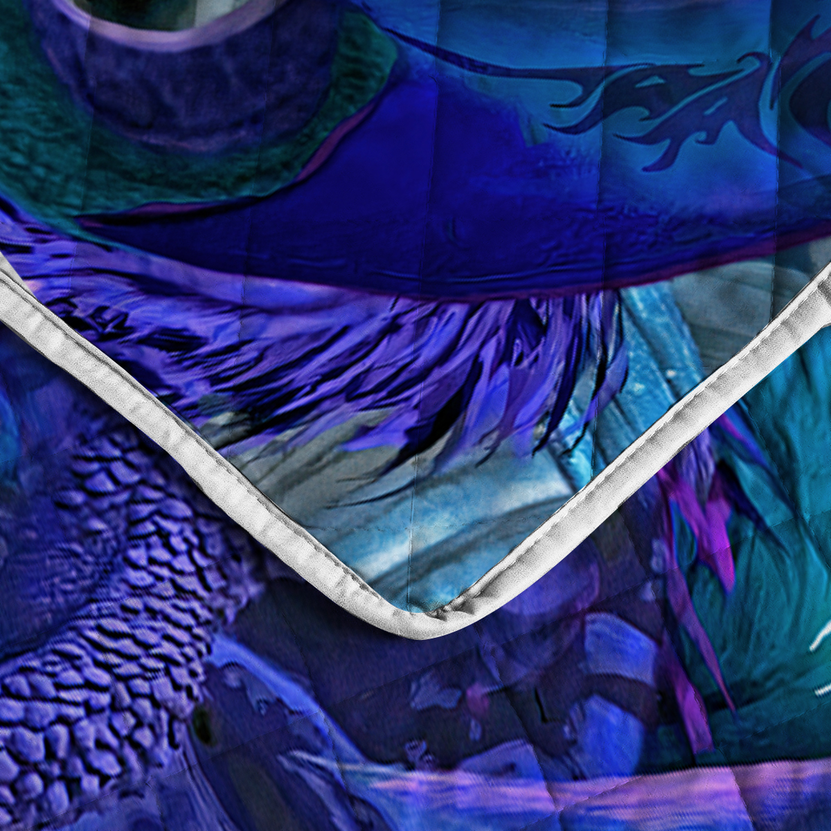 Blue Dragon Quilt Bedding Set Cool Dragon Bedspread Coverlet & 2 Pillow Cover