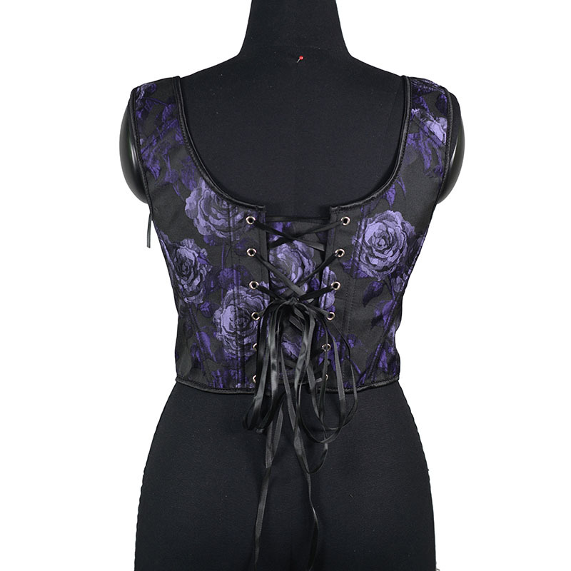 Purple Rose Embossed Jacquard Fishbone Corset