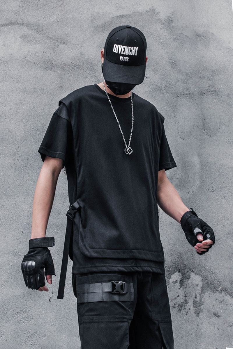 Summer Men's Short-sleeved T-shirt With Round Neck Streamers