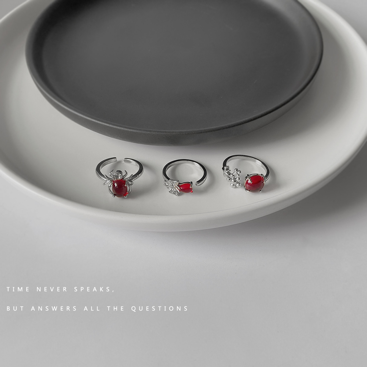 Ruby Butterfly Flower Ring Combination Starscream European Style