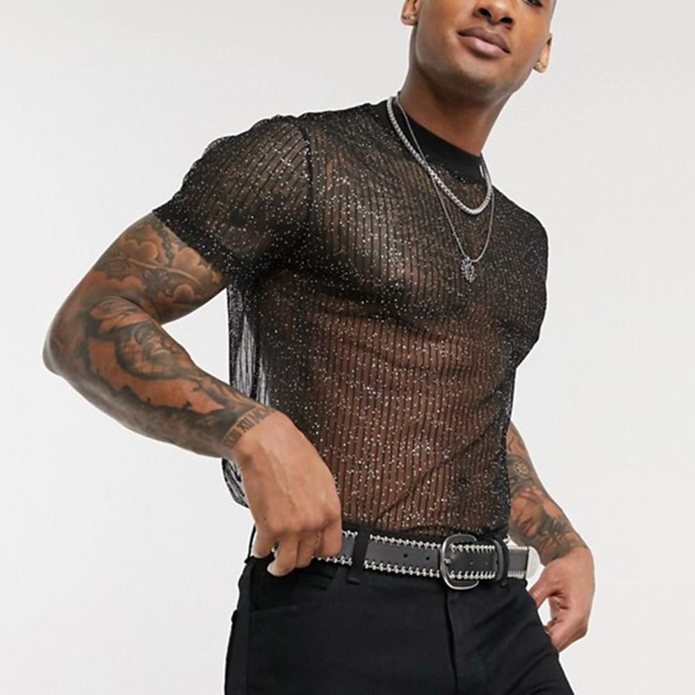 Men's T-shirt Mesh See-through Thin Breathable