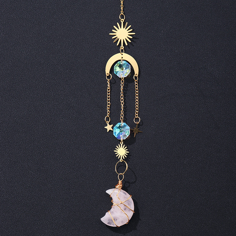 New Crystal Sun Catcher Moon Wind Bell Pendant