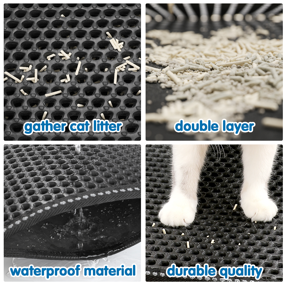 Double Rice Grain Cat Litter Mat, Cat Litter Cleaning Pad, Cat Litter Box Mat, Splash Guard Filter Mat — view 4 of 6