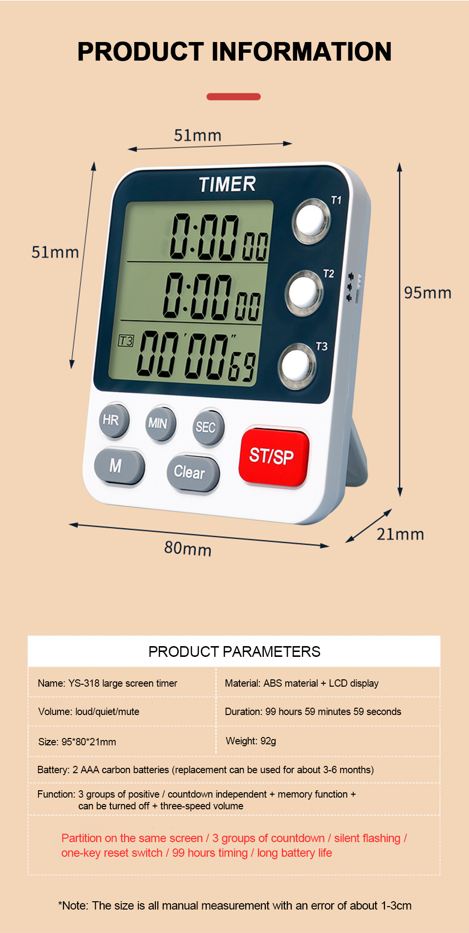 Title 7, Digital Kitchen Timer Magnetic Cooking Count Do...