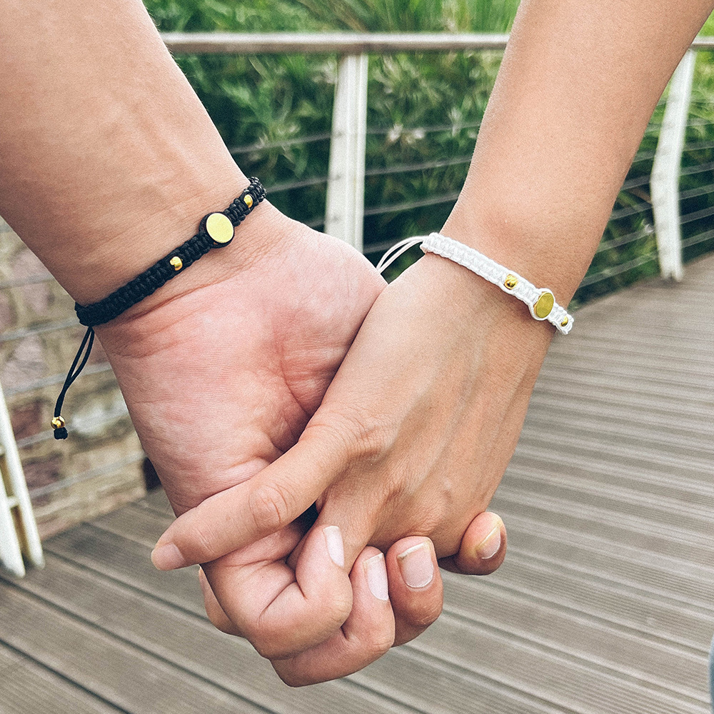 Title 5, Pulsera de pareja tejida con cuentas de disco d...