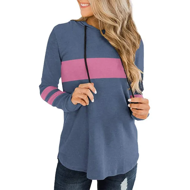 Women's Casual Top With Long Sleeves And Drawstring Hood Pink - Shop at LoveMi
