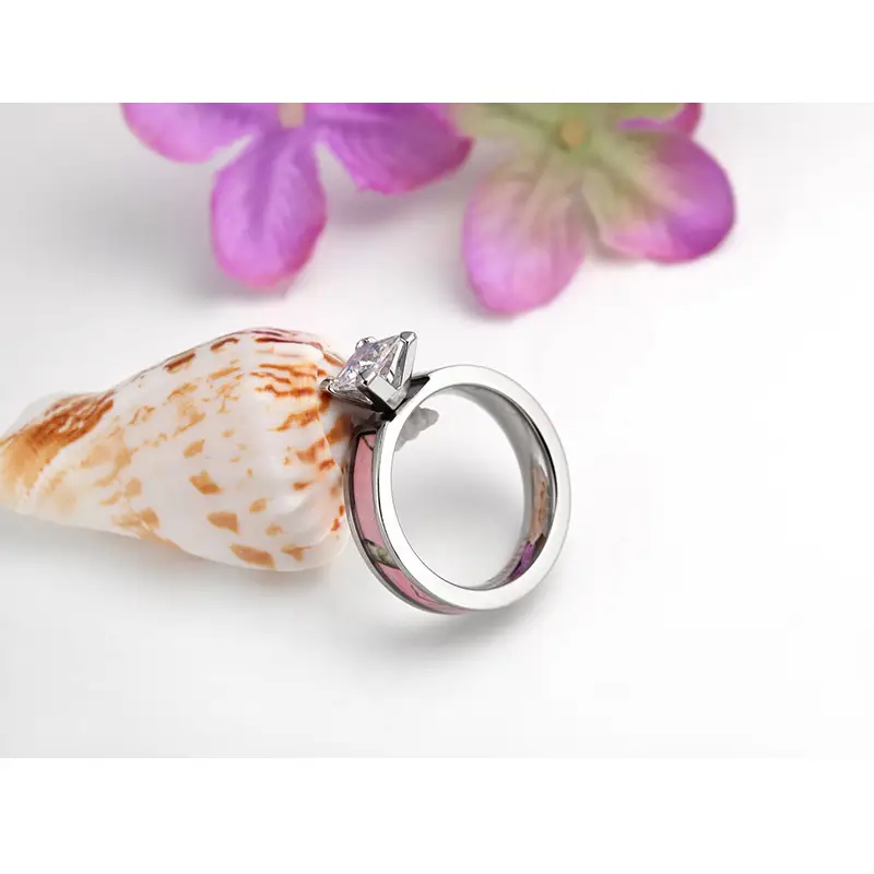 Camouflage Inlaid Zircon Light Luxury 5mm Wide Titanium Steel Ring