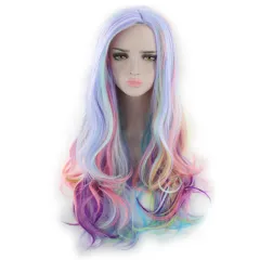 Colourful Gradual Long Curly Wig - Colour - View 1