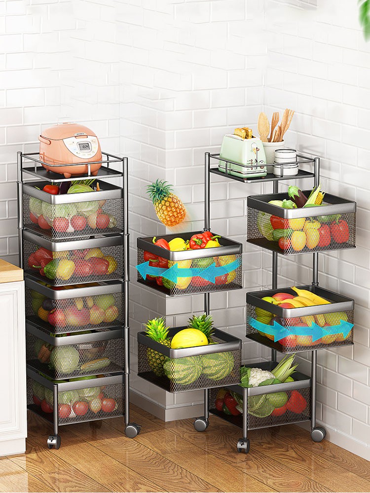 Vegetable Storage Basket Rack With Wheels - Image 1