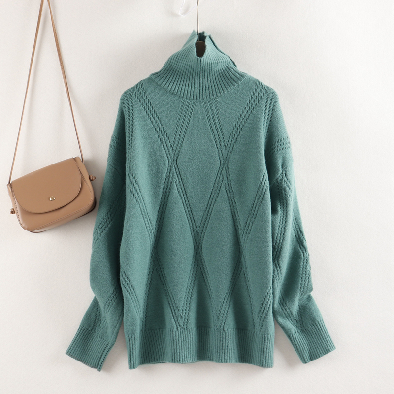 Winter Turtleneck Sweater Solid Color Knitted Pullover Loose Casual