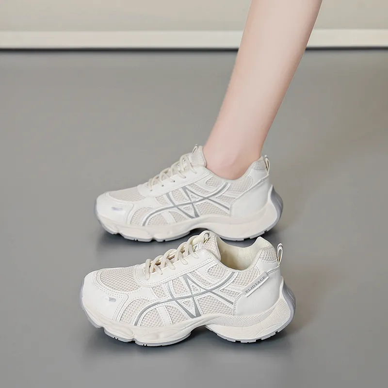 2026 Summer Student Chunky Sneakers, Colorblock Lace-up