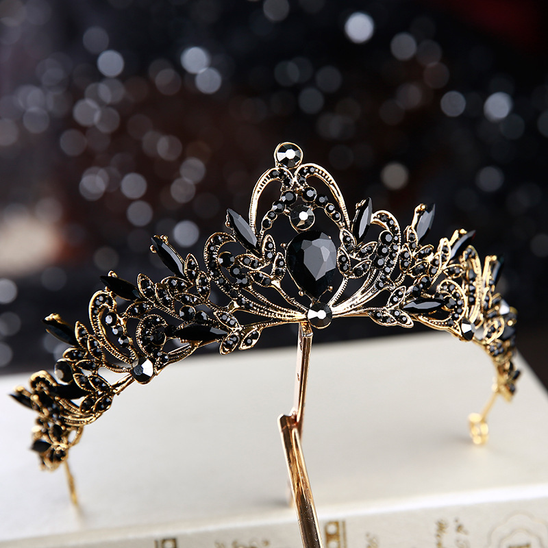 Vintage Black Luxury Crown Bridal Headwear Crown Black Diamond2 - Shop at LoveMi