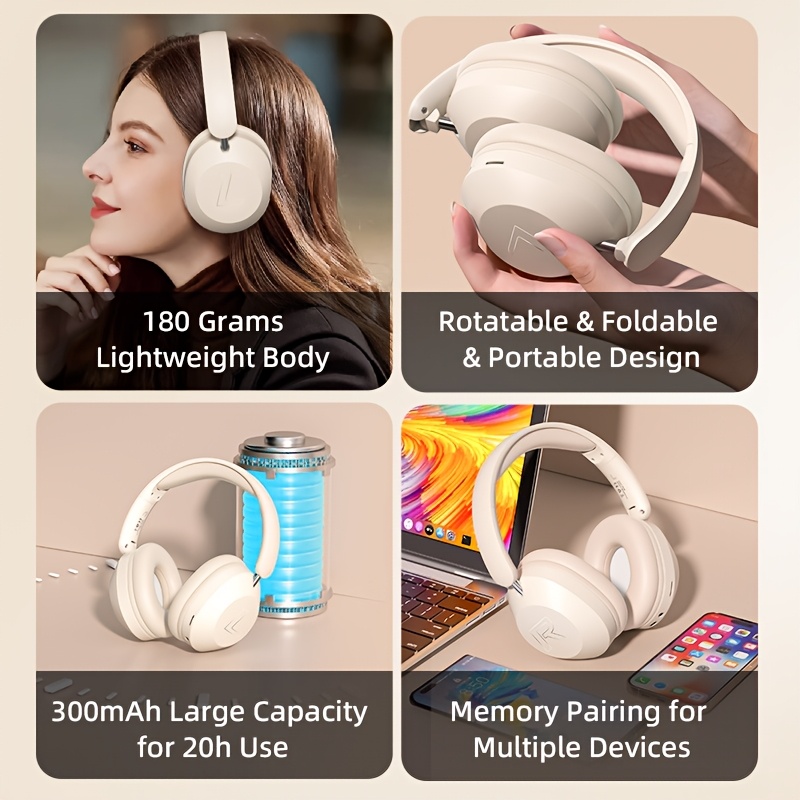 This Bluetooth Headset With A Microphone Offers A 15-hour Playback Time. It Is Retractable With High Sound Quality And Soft Memory. The Ear Cups Are Controlled By Buttons And Are Suitable For Music, S