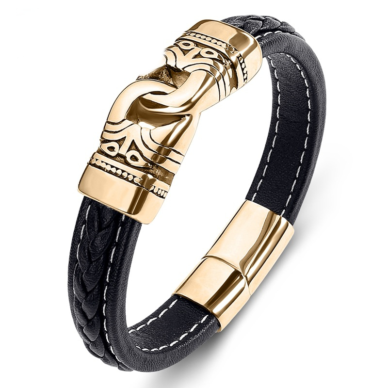 Men's Punk Personality Bracelet Leather Titanium Steel Jewelry