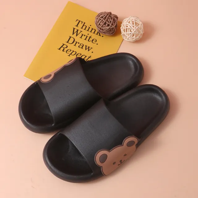 Cute Bear Slippers Summer Beach Shoes Bathroom Slippers Black - Shop at LoveMi