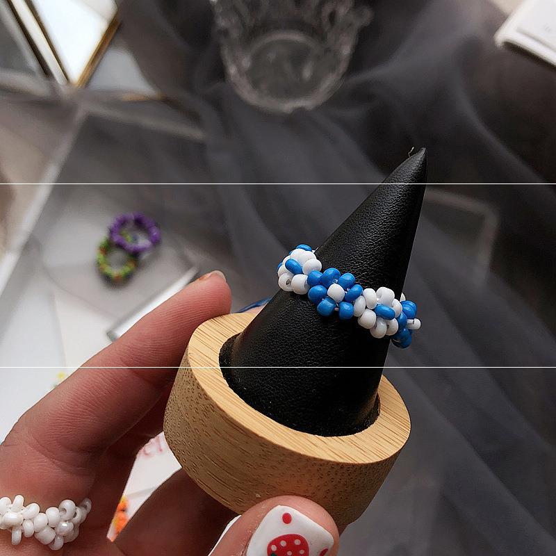 Color Small Flower Ring Korean Version Of Simple Personality Joint Ring Hand-woven Cute And Fun Ring
