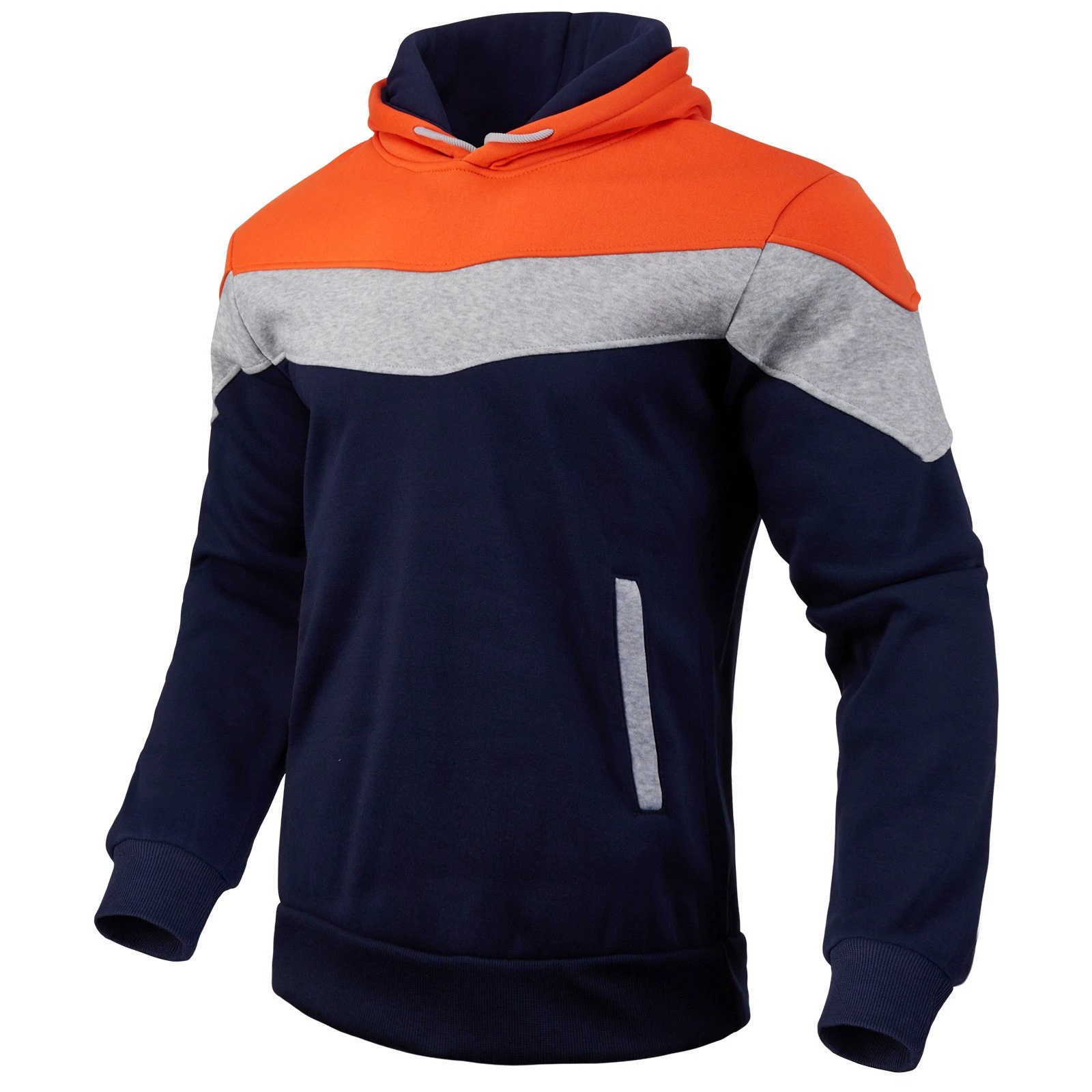 Men's Fleece Spliced Hoodie, Autumn Winter Trendy Casual Sports Sweatshirt Coat 3