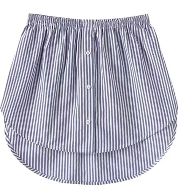 Versatile Shirt False Hem Sweater False Skirt Blue And White Stripes - Shop at LoveMi