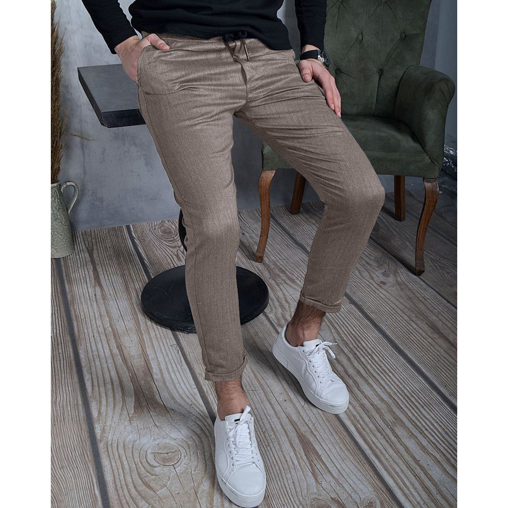 Title 4, Heren casual broek effen kleur textuurstof herf...