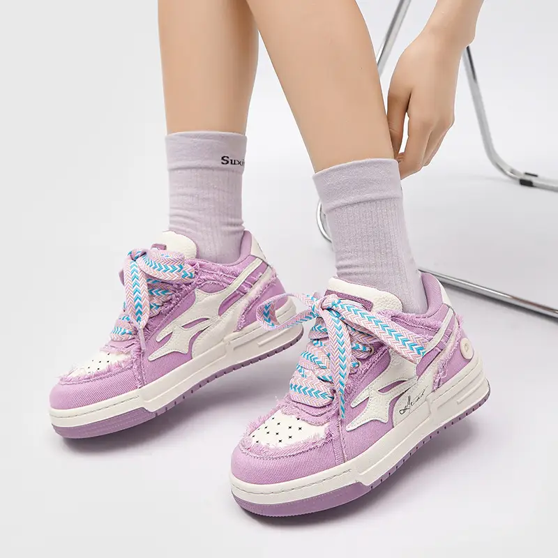 Women's Fashion Lavender Purple Thick Bottom Sports Casual Board Shoes