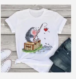 Short sleeved Cartoon Animal Print Plus Size Blouse Cross border C1 - Shop at LoveMi