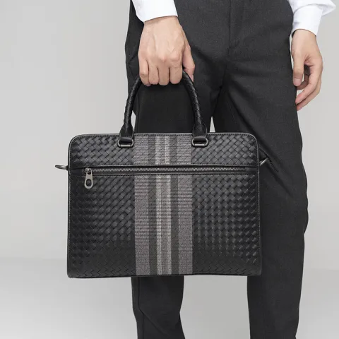 Stitching Woven Business Casual Briefcase Men's Shoulder Crossbody Computer