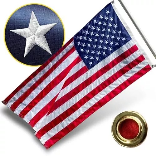 USA Flag 3x5Ft Heavy Duty Outdoor Flag. we ship only inside the US, USPS First Class Package 2 Day Handling , 2-5 Day Shipping. 3'X5' ft American Flag US USA Country Flags, EMBROIDERED Stars, Sewn Stripes, Brass Grommets by KT Deals Product Features Made 