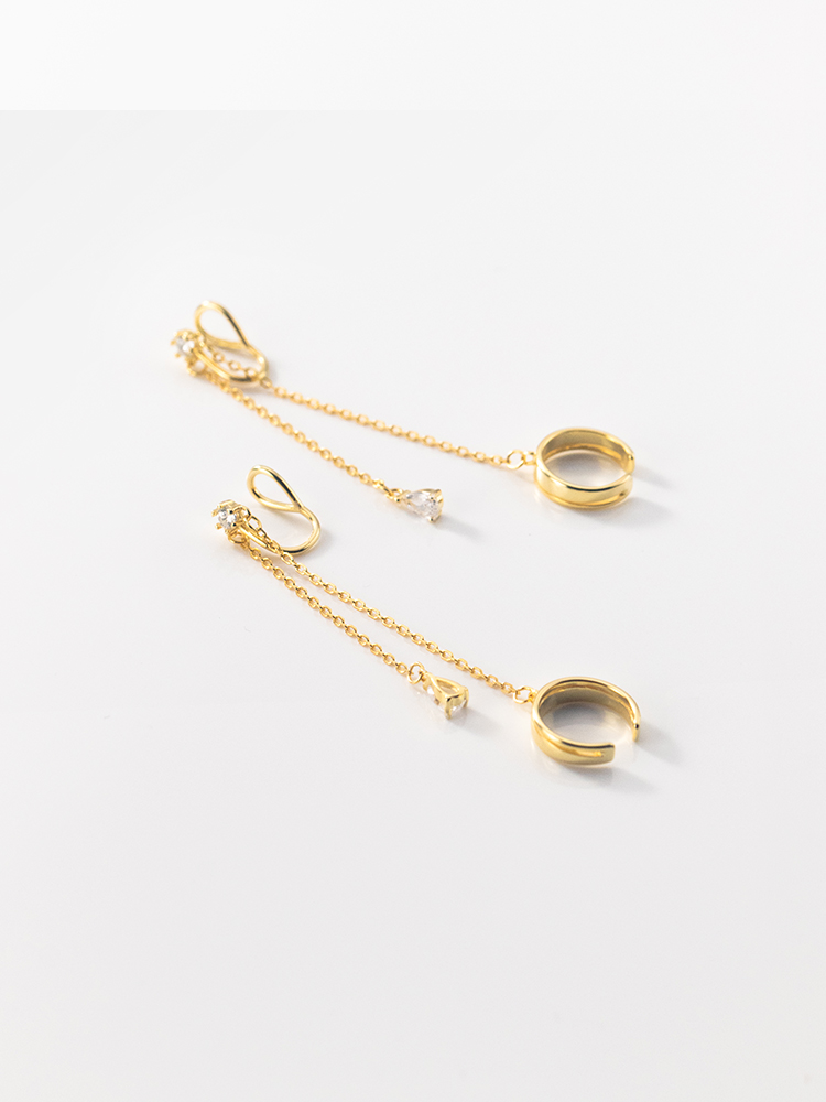 Japanese And Korean Version Of Non-pierced Water Drop Tassel Chain List