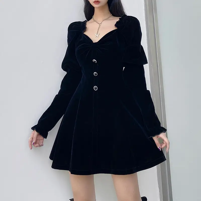 Women's Temperament Princess Sleeve High Waist Slim A-Line Skirt
