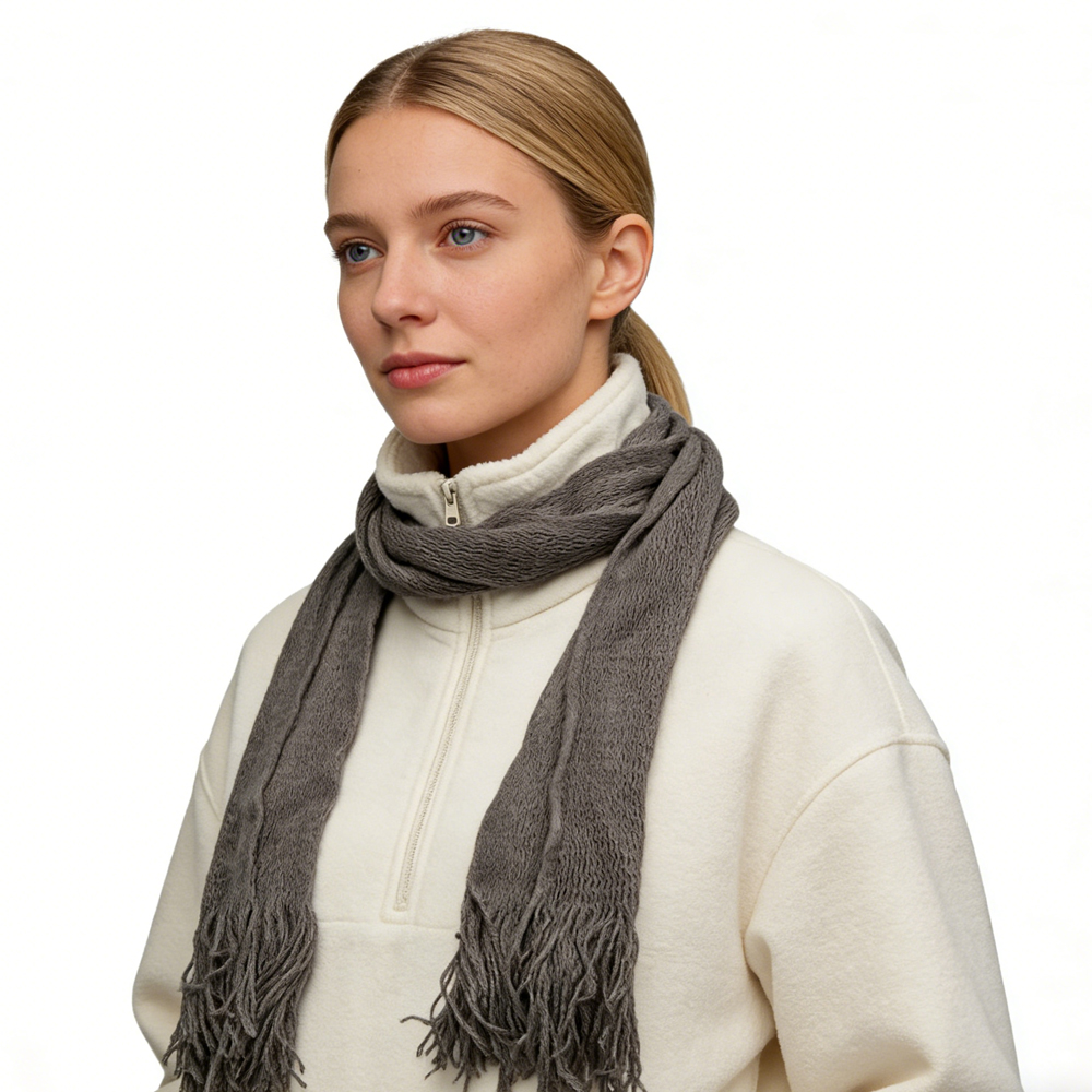 Grey Dyed Acrylic Skinny Scarf - Lightweight Scarf 63inchx8inch - Women's Clothing