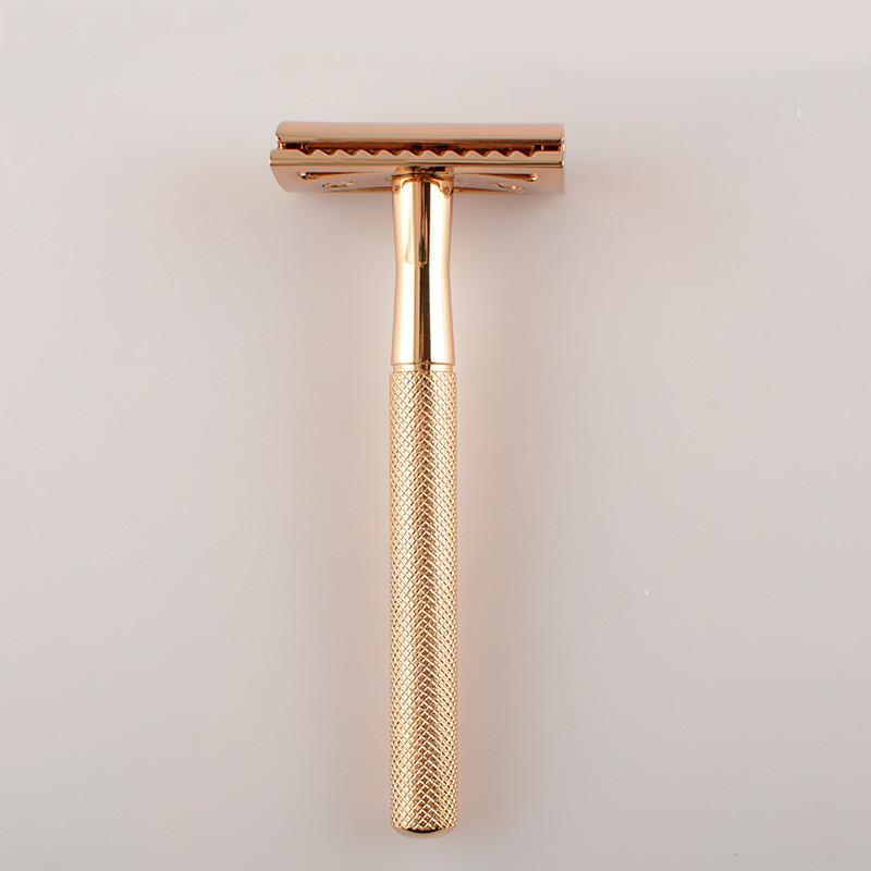 Retro Double-sided Razor With Diamond Pattern And Chrome-plated Handle