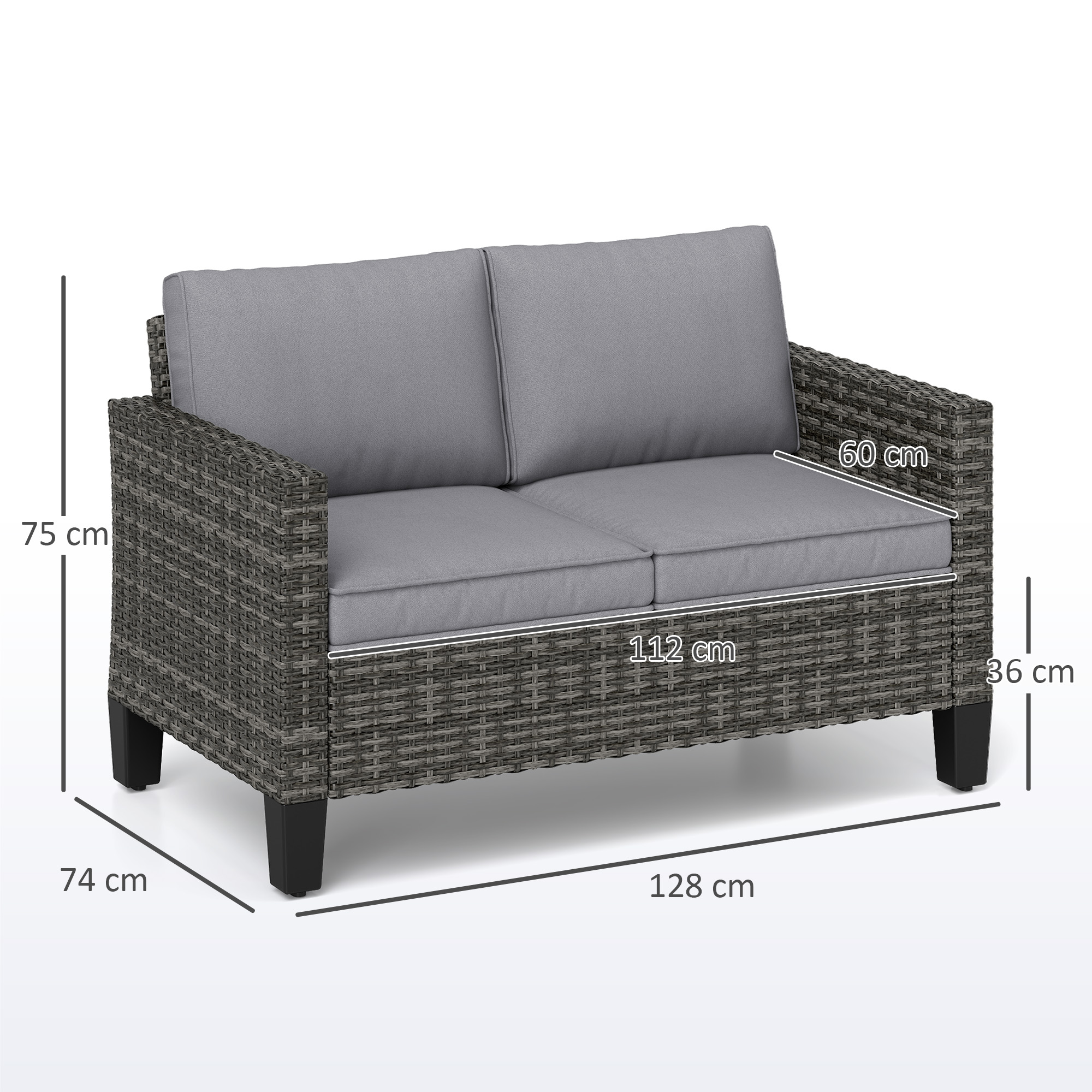 Double Rattan Outdoor Sofa - Dark Gray — image 9