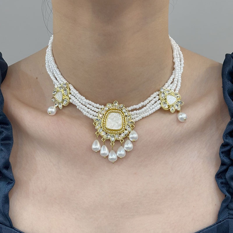 New Heavy Industry High End Flower Tassel Necklace Earrings