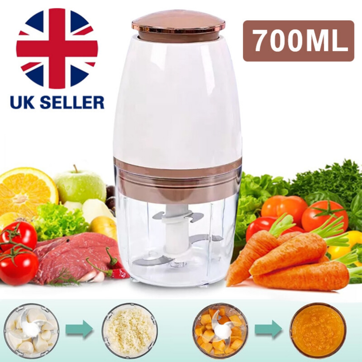700ML Food Processor Electric Vegetable Chopper Multi Blender Meat Fruit Mixer