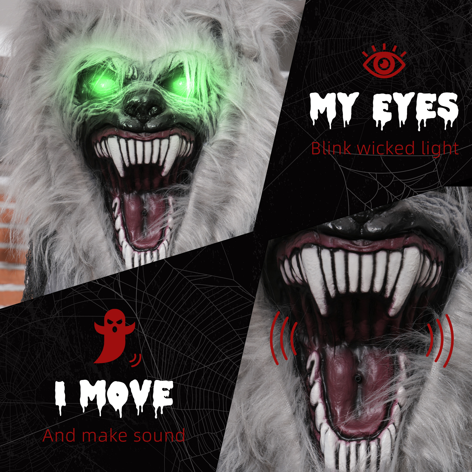 68 skeleton werewolf halloween electronic animation doll,