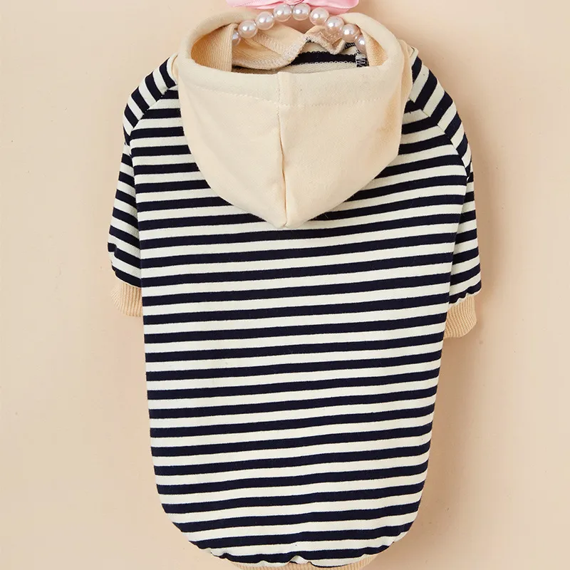 Pet Striped Sweater Dog Fashion Hooded Clothes - Black