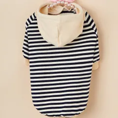 Pet Striped Sweater Dog Fashion Hooded Clothes - Black - View 1
