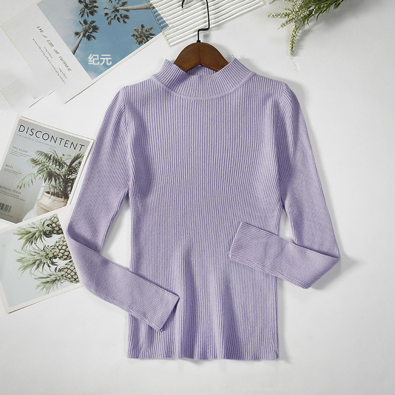 Title 21, Solid Color Pit Strip Knit Pullover Half Turtle...